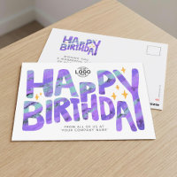 Logo Purple Fun Crayon Handwritten Stars Birthday