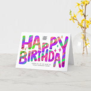 Logo Purple Green Fun Crayon Handwritten Birthday Card