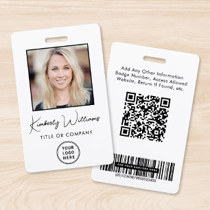 Logo QR Bar Codes Employee Photo ID Badge