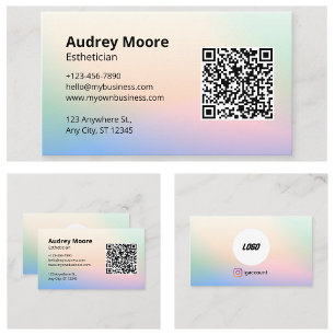 Logo QR Code Aesthetician Watercolor Business Card