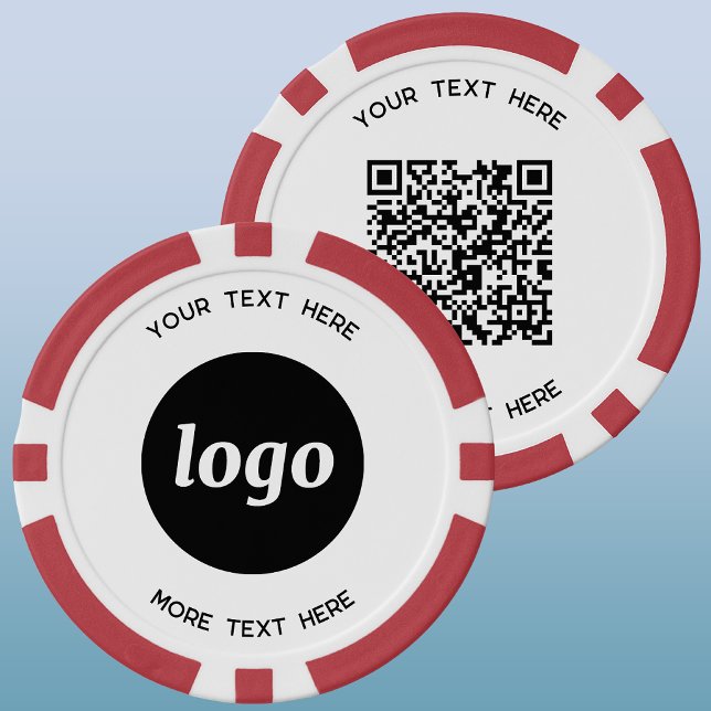 Logo QR code and Text Business Promotional Poker Chips (Simple logo with custom text business branding promotional QR code poker chips)
