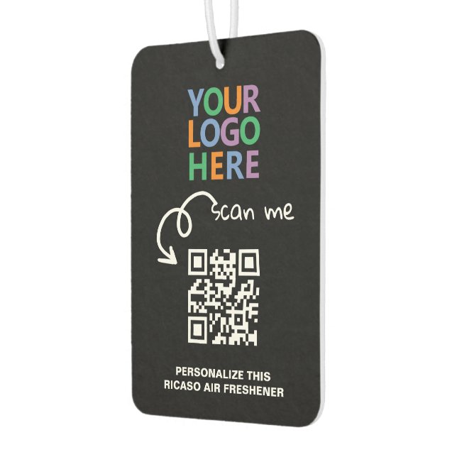 Logo QR Code and Text Custom Personalised Car Air Freshener (Left)
