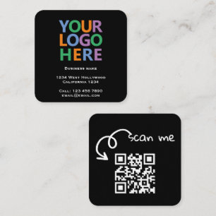 Logo QR Code and Text Custom Personalized Square Business Card