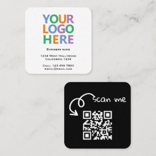 Logo QR Code and Text Custom Personalized Square Business Card