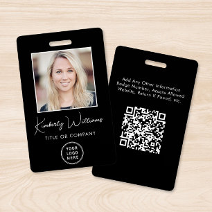 Logo QR Code Black Employee Photo ID Badge