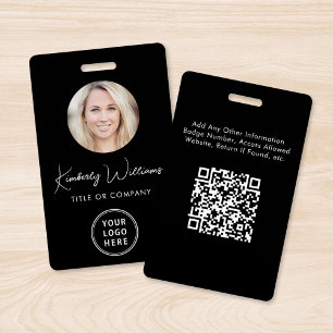 Logo QR Code Black Employee Photo ID Badge