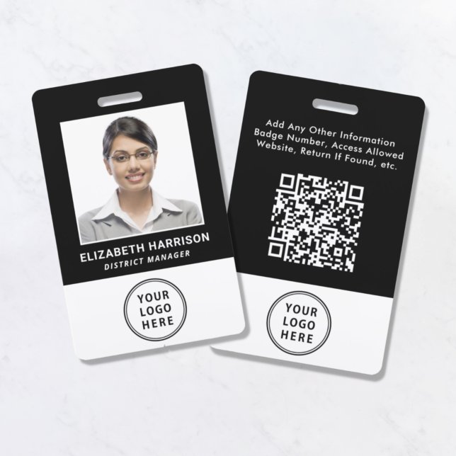 Logo QR Code Black Employee Photo ID ID Badge (Creator Uploaded)