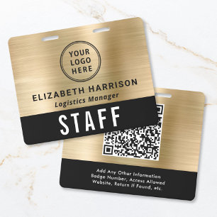 Logo QR Code Black Gold Event Access Pass ID Badge