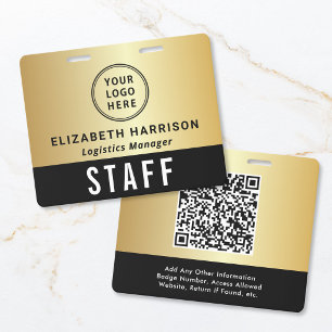 Logo QR Code Black Gold Event Access Pass ID Badge