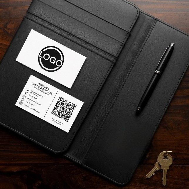 Logo QR code Black & White Business Card (Logo QR code Black & White Business Card)
