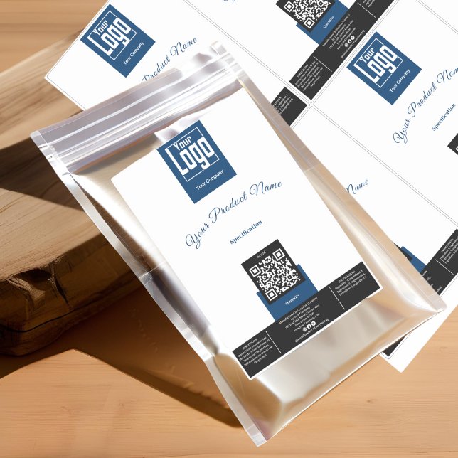 Logo QR Code Blue Black White Large Product Label (Logo QR Code Blue Black White Large Product Label)
