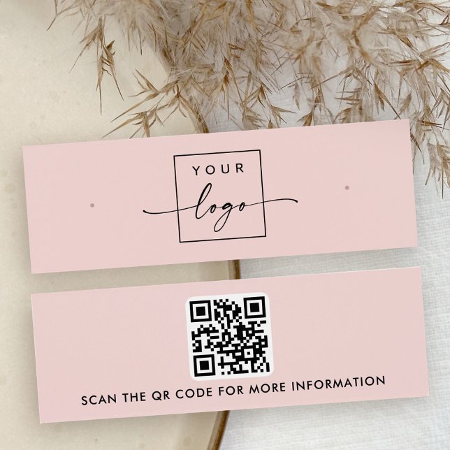 Logo QR code blush pink stud earring display card (Logo QR code blush pink stud earring display card)