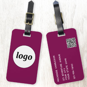 Logo QR code Business Magenta Pink Luggage Tag