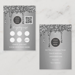 Logo QR Code Business Reward Punch Silver Loyalty Card