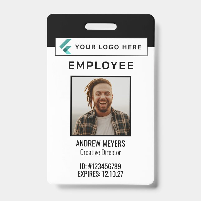 Logo QR Code Corporate Photo Employee ID Badge (Front)
