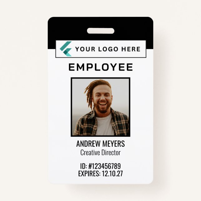 Logo QR Code Corporate Photo Employee ID Badge (Front)