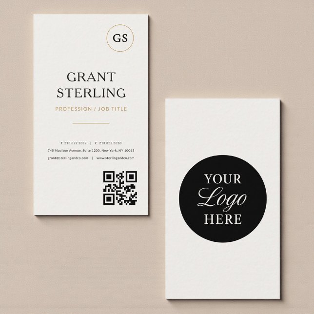 Logo QR Code Elegant Minimalist Professional  Business Card (Creator Uploaded)