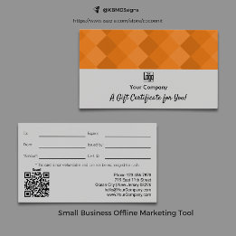 Logo QR Code Grey Black Orange Gift Certificate
