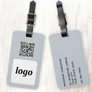 Logo QR Code Light Blue Business Promotional Luggage Tag