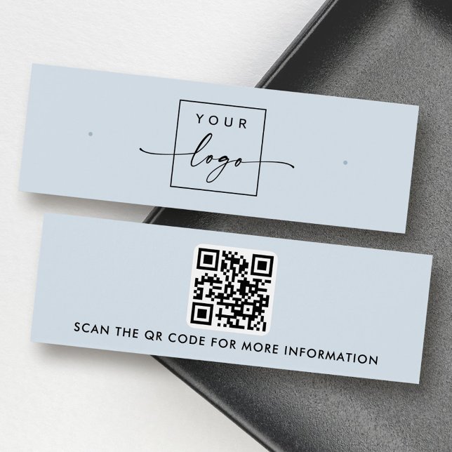 Logo QR code light blue stud earring display card (Logo QR code light blue stud earring display card)