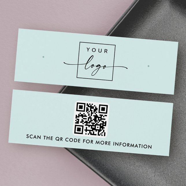 Logo QR code light blue stud earring display card (Logo QR code light blue stud earring display card)