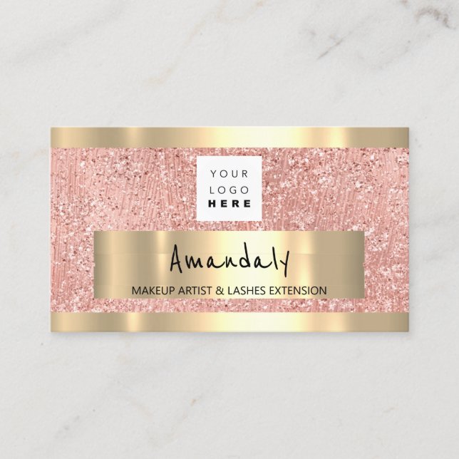 Logo QR CODE Logo Metallic Rose Gold Metallic Business Card (Front)
