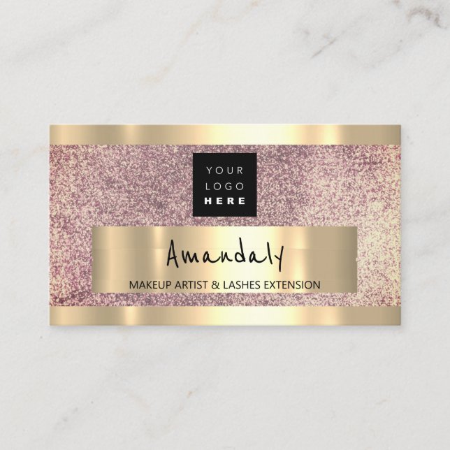 Logo QR CODE Logo Purple Glitter Business Card (Front)