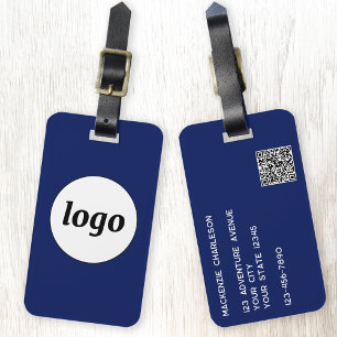 Logo QR code Navy Blue Business Promotional Luggage Tag