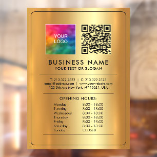 Logo QR Code Opening Hours Open Closed Faux Gold