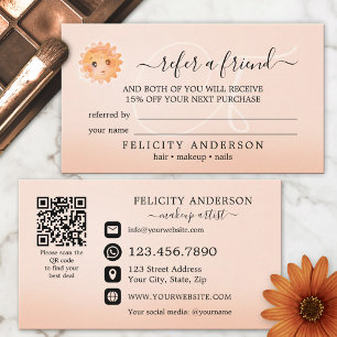 Logo QR Code Peach Beauty Referral Card