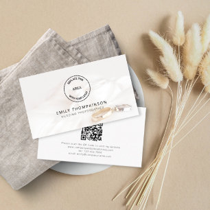 Logo QR Code Photo Overlay Wedding Photographer  Business Card