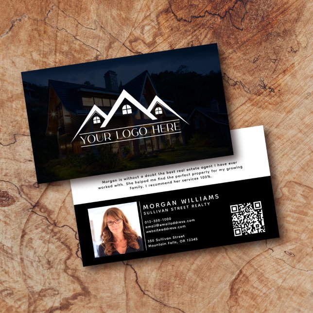 Logo QR Code Photo Real Estate Agent  Business Card (Creator Uploaded)