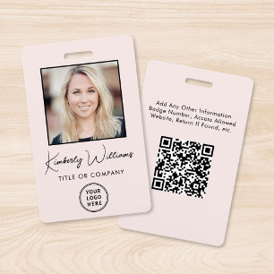 Logo QR Code Pink Employee Photo ID Badge