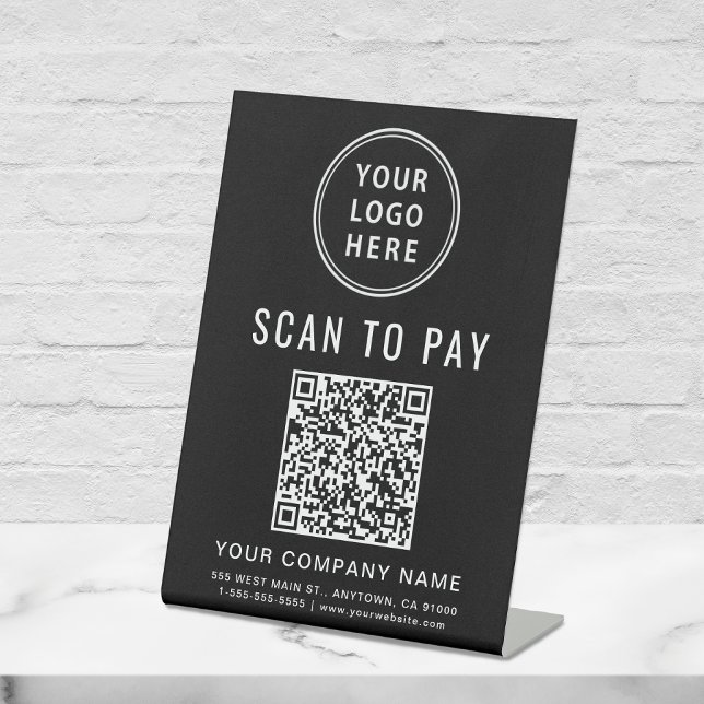 Logo QR Code Scan to Pay Black Pedestal Sign (Creator Uploaded)