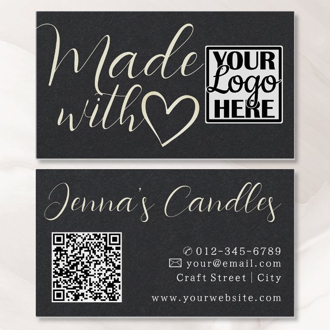  Logo QR Code Simple Kraft Paper Made With Love Business Card (Creator Uploaded)