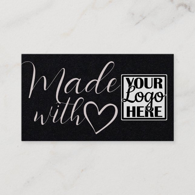  Logo QR Code Simple Kraft Paper Made With Love Business Card (Front)
