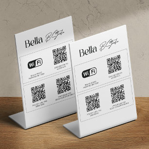 Logo QR Code Social Media Wifi Pedestal Sign