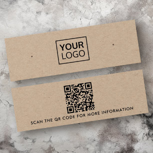 Logo QR code stud earring Kraft paper display card