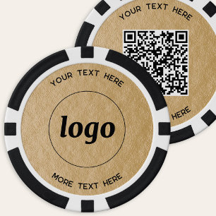 Logo QR code Text Business Promotional Gold Poker Chips
