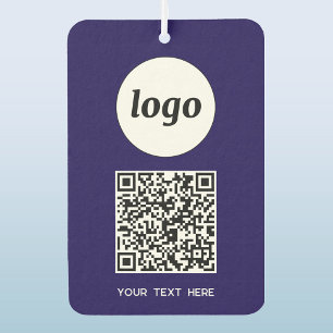 Logo QR Code Text Business Promotional Navy Blue Car Air Freshener