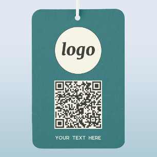 Logo QR Code Text Business Promotional Teal Green Car Air Freshener