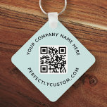 Logo, QR code text double sided light aqua blue Key Ring<br><div class="desc">Light aqua blue,  double sided keychain with your custom logo,  QR code and custom text. Change fonts and font colors,  move and resize elements with the design tool.</div>