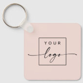 Logo, QR code text double sided light blush pink Key Ring (Front)