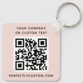 Logo, QR code text double sided light blush pink Key Ring (Back)