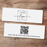 Logo QR code white stud earring display card<br><div class="desc">White or any colour earring mini product display card with centred custom logo template and QR code on the back. The earring guides can be adjusted by adding and removing spaces in the template field,  and by moving the whole element in the design tool.</div>