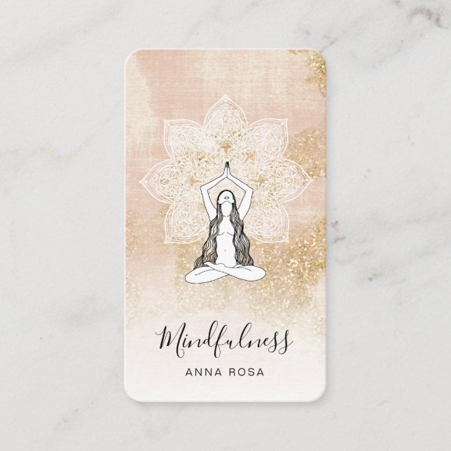 *~* Logo QR Meditation Mindfulness Mandala Goddess Business Card (Front)