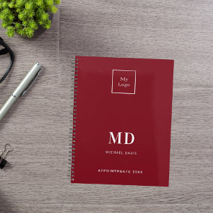 Logo red white monogram initials business 2027 planner