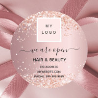 Logo reopening hair beauty salon rose gold