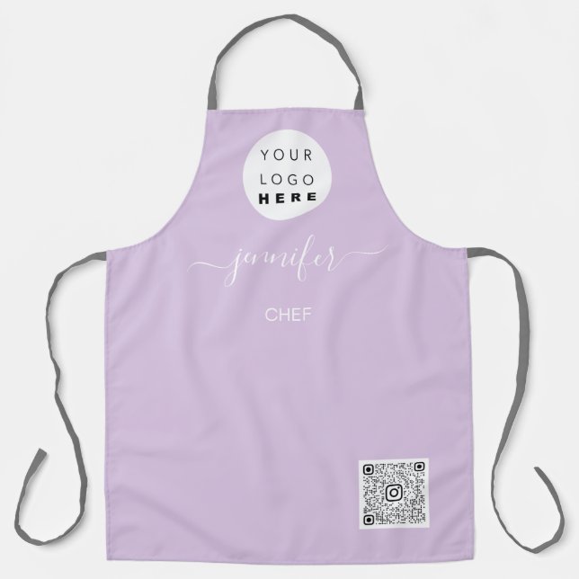 Logo Restaurant Bakery Catering Cake Lilac  Apron (Front)