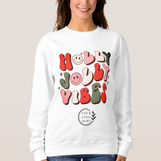 Logo Retro Christmas Holly Jolly Vibes Holidays Sweatshirt (Front)